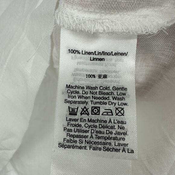 DKNY Pure White Linen Boxy Dolman Sleeve Cropped Hem Blouse Small - Picture 9 of 9